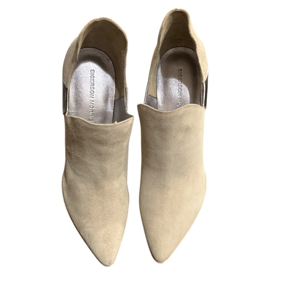 Sigerson Morrison Beige Women's Heeled Suede Ankle Boots Sz 8 1/2 US